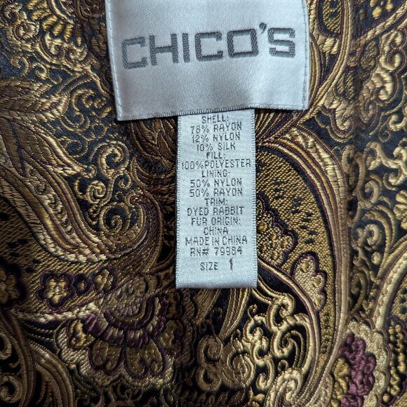 Chico's Quilted Velvet Vest  Reversable  Size Medium - Picture 6 of 7